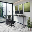 espresso wood l shape desk raised