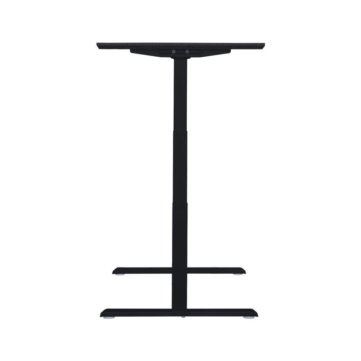 side view of an electric standing desk with a black top and black legs image number 2