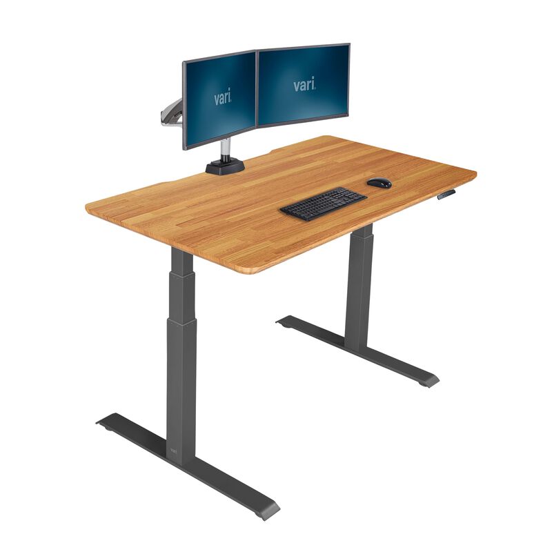 Electric Standing Desk 60x30 Butcher Block in raised position image number null