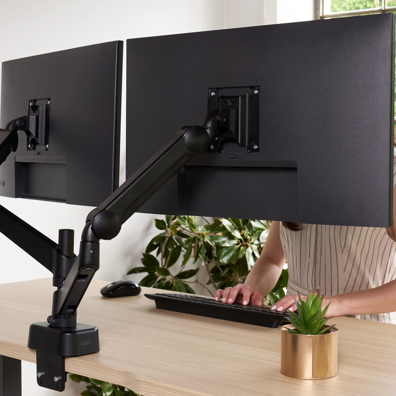 showing the backside of two monitors using the dual arm monitor image number null