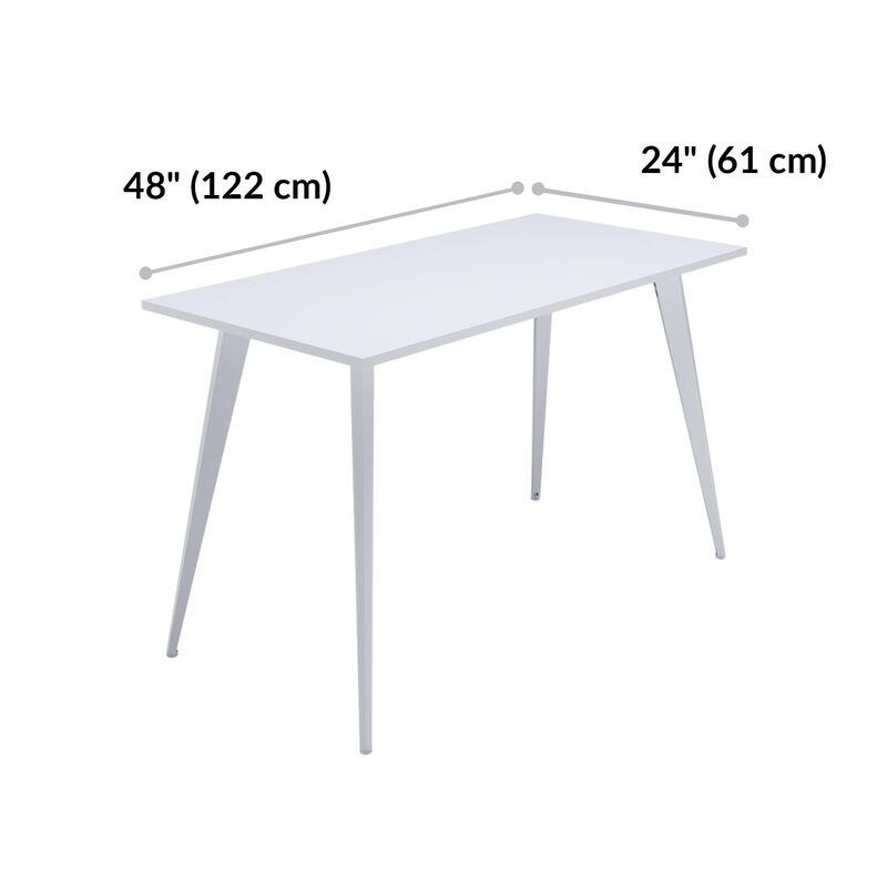 white essential desk 48 by 24 4 leg is 48 inches wide and 23 inches deep  image number null