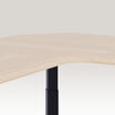 curved view of the light wood finish l shape electric standing desk