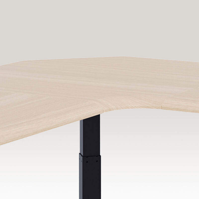 curved view of the light wood finish l shape electric standing desk image number null