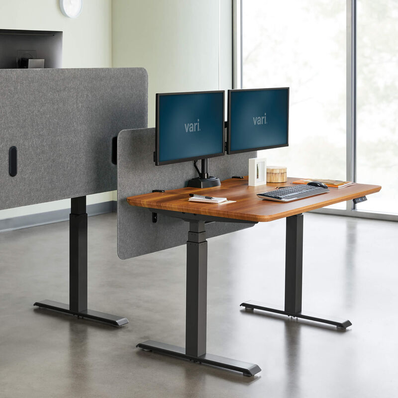 Vari felt panel 48 inch in light gray mounted on desk in office setting image number null