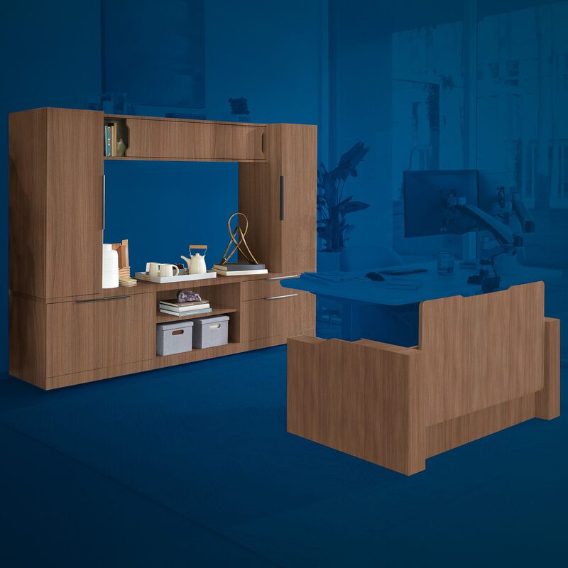 executive collection used to create modular storage in personal workspace with blue background image number null