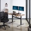 Electric Standing Desk 48x30 in lowered position in office setting.