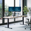 raised desk in a home office setting