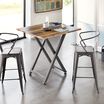 Standing Meeting Table Reclaimed Wood in office shown with chairs