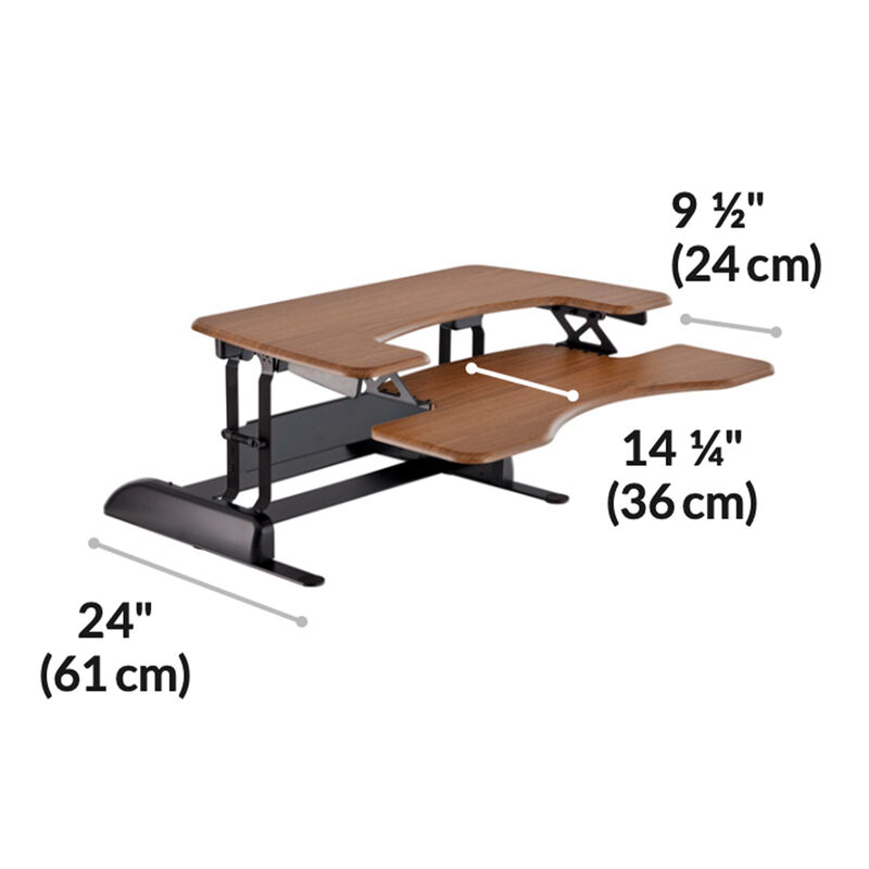 varidesk pro plus 36 walnut depth of desk base is 24 inches image number null