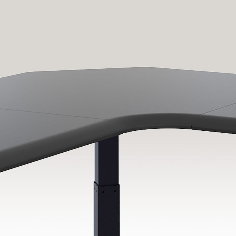curved view of the black finish l shape electric standing desk image number null