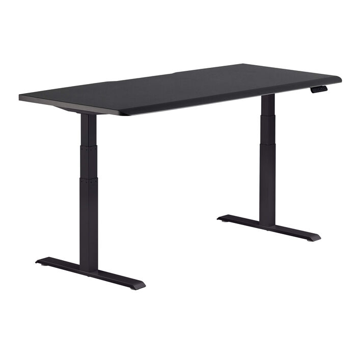 isolated image of a electric standing desk with a black finish top and black legs image number 1