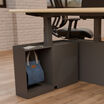 standing desk cubbies with decor in shelves