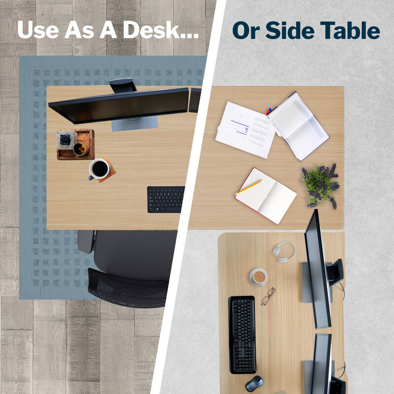 light wood finish electric standing desk with a light wood finish table return image number null