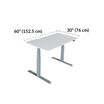 Electric Standing Desk 60x30 White base is 30 inches deep and 60 inches wide