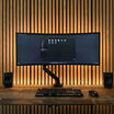 showing ultra wide monitor set up on office desk