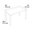 quickpro table 48 is 48 inches wide, 24 inches long, and 30 and a half inches tall. 