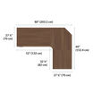 overhead view of an l shape electric standing desk in the walnut finish which is eighty inches wide and sixty inches deep