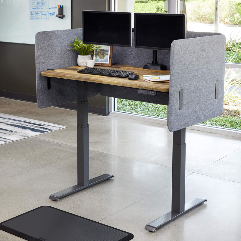 Vari privacy and modesty felt panel 30 mounted on electric standing desk in office setting image number null