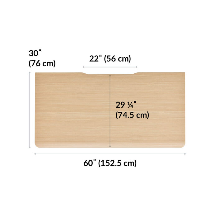 overhead view of standing desktop that is thirty inches deep and sixty inches wide image number 3