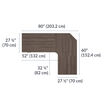 outside measurements are 27 and a half inches by 80 inches and 27 and a half inches by 60 inches. Inside dimensions are 52 inches by 32 and one quarter inches