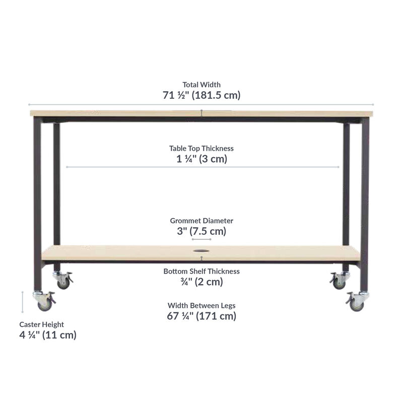 vari standing conference table is 71 1/2 inches long by 67 1/4 inches wide image number null
