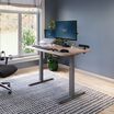 raised desk in light wood finish