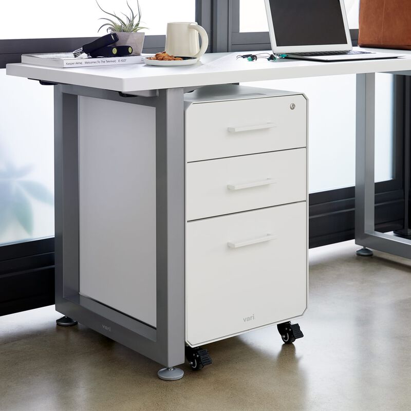 File Cabinet White with three drawers under desk image number null