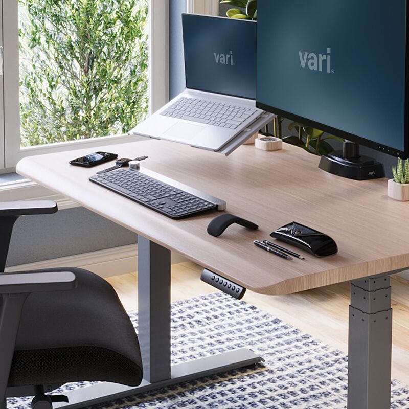 curved edge desk highlighting all the accessories that will fit on the desk image number null