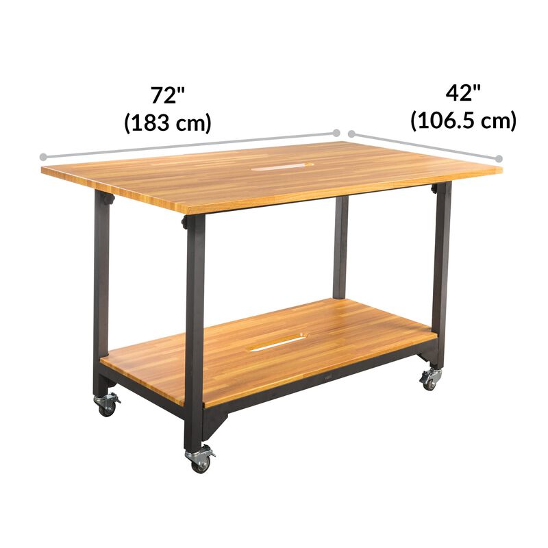 Standing Conference Table Butcher Block is 72 inches wide and 42 inches deep image number null