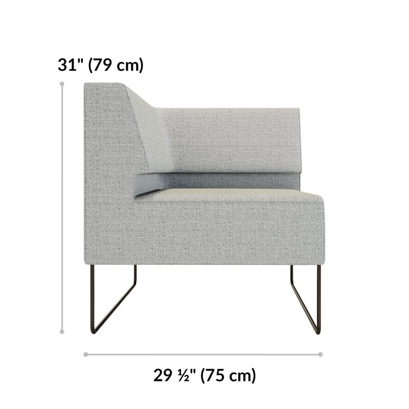 silver grey corner seat is 31 inches tall and 29 and a half inches wide  image number null
