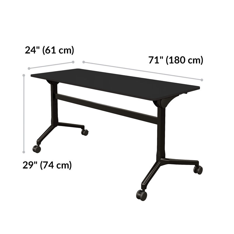 flip top table 6 foot is 71 inches wide and 24 inches deep image number null