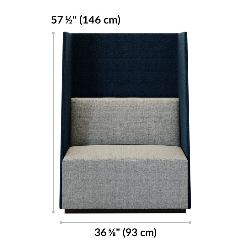fabric high back chair is 57 and a half inches tall and 36 and 5 eigths inches wide image number null