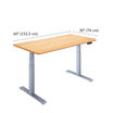solid wood electric standing desk with a length of sixty inches and thirty inches deep