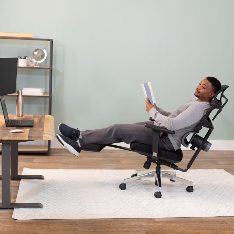 model sitting in chair reclined back image number null