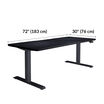 Electric Standing Desk 72x30 is 72 inches wide and 30 inches long 