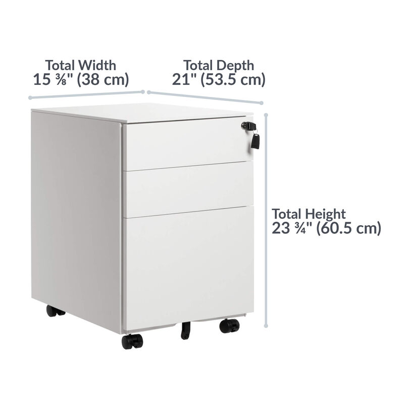 white file cabinet is twenty three and three quarters tall image number null