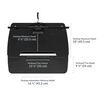 varidesk electric dual monitor converter in black has a desktop minimum depth of 9.25 inches and a desktop maximum depth of 18 inches with a keyboard tray depth of 9.5 inches and a desktop indentation minimum width of 16.25 inches