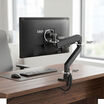 showing back side of ultra wide monitor arm with monitor attached