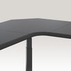 curved view of the black finish l shape electric standing desk