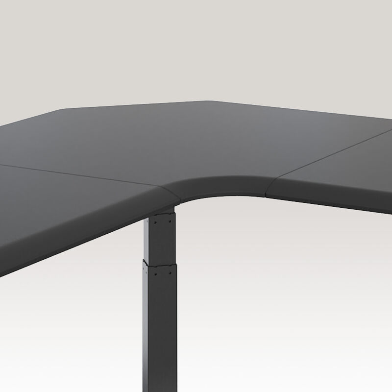 curved view of the black finish l shape electric standing desk image number null