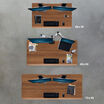 Overhead view of all sizes of Electric Standing Desk with ComfortEdge in Walnut