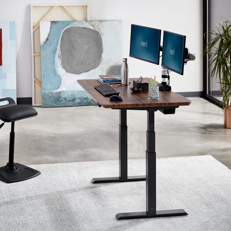 Curved Best Electric Standing Desk Australia with Wall Mounted Monitor