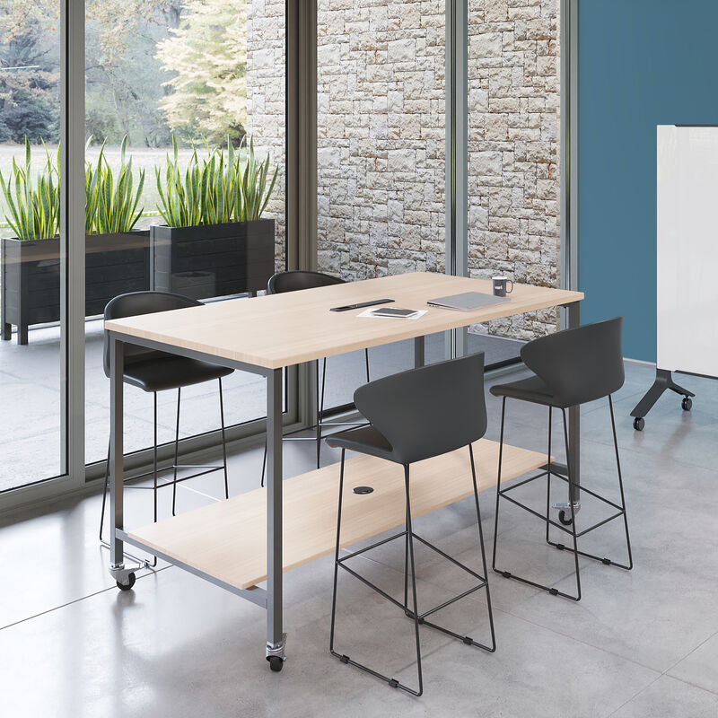 Standing Conference Table light wood in office image number null