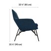 navy arm chair is 33 and a half inches deep and 35 and a half inches tall