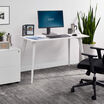white essential desk 48 by 24 4 leg in office setting