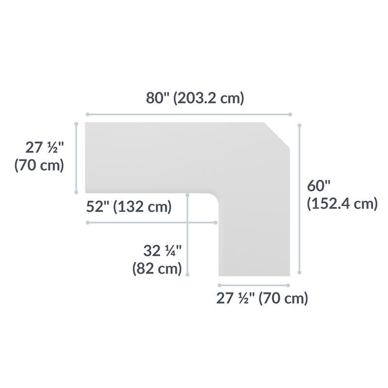outside measurements are 27 and a half inches by 80 inches and 27 and a half inches by 60 inches. Inside dimensions are 52 inches by 32 and one quarter inches image number null