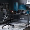 full workspace shown with curve electric standing desk and performance task chair 
