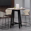 cafe space includes the standing round table in reclaimed wood and the tall cafe chair in sand grey