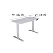 essential electric standing desk split top white is 48 inches wide and 24 inches deep 