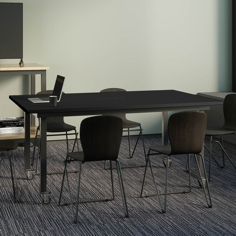 conference table in black in office setting image number null
